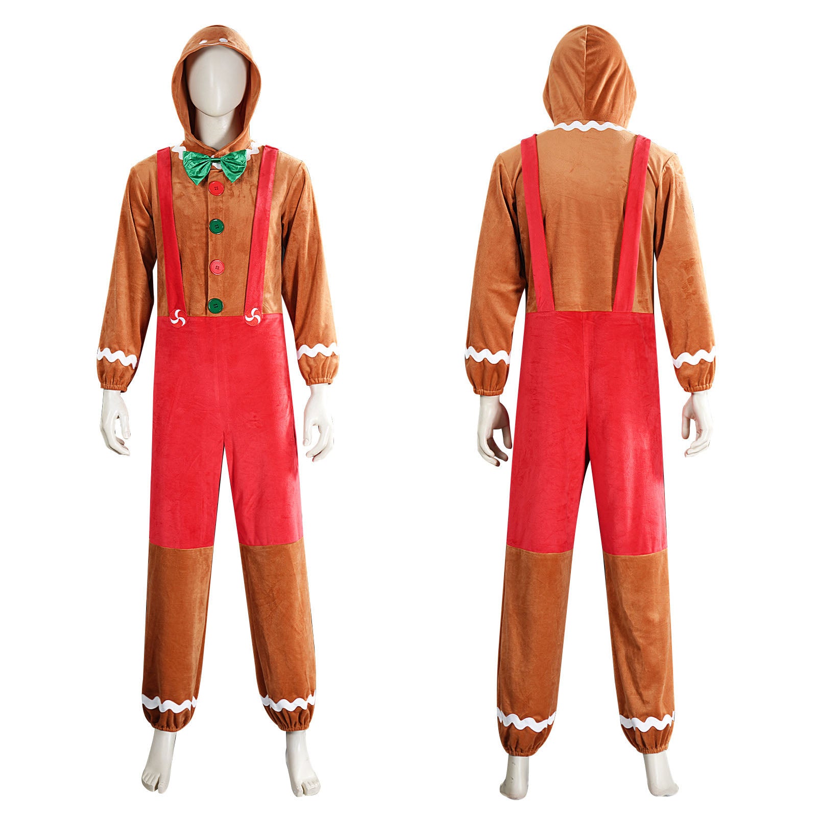 Christmas Adult Gingerbread Man Jumpsuit Costume Cosplay Xmas Outfit