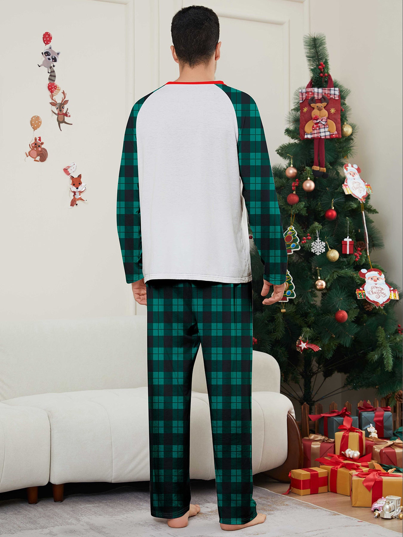 Christmas tree print Contrasting colors Family Matching Pajamas Sets - Ciclove