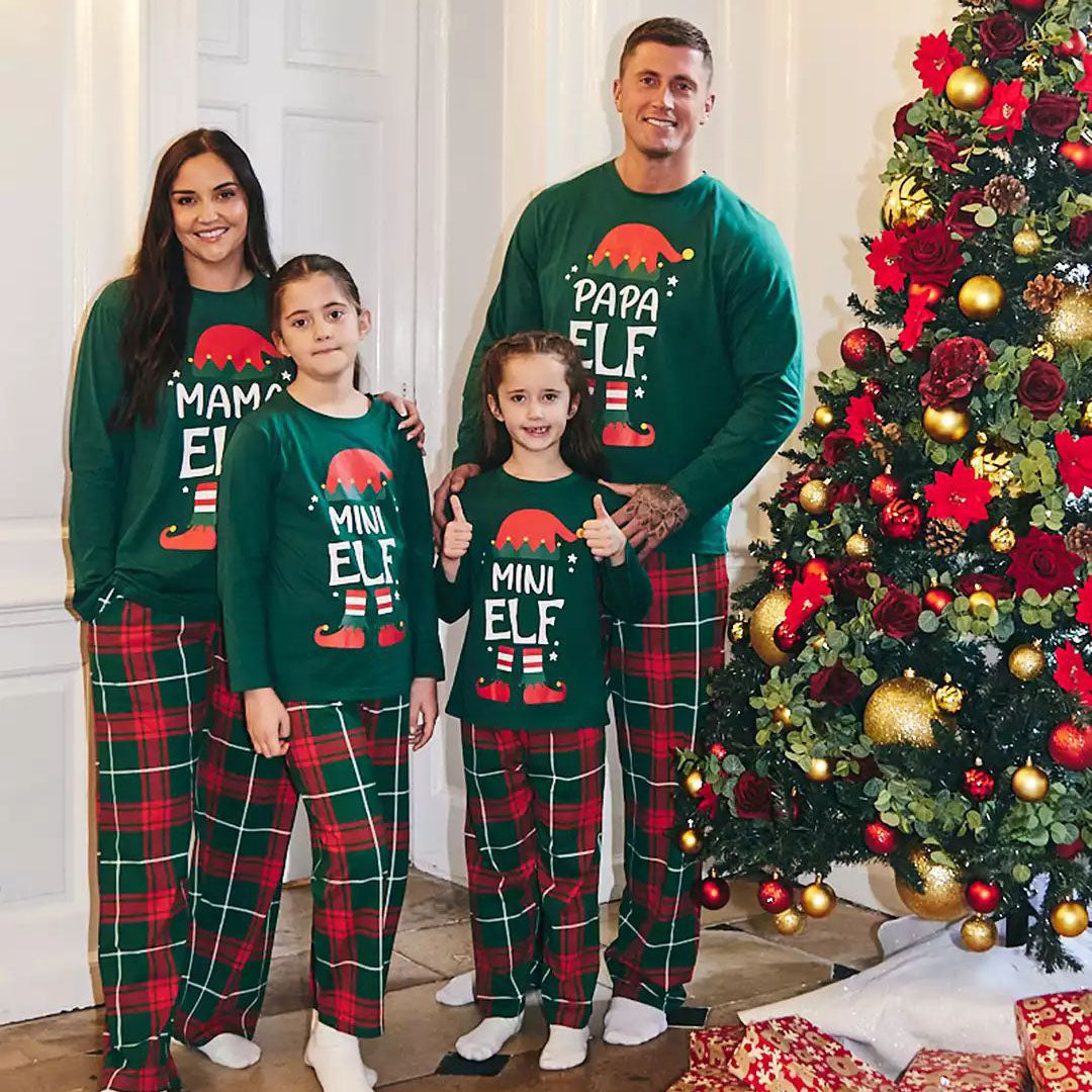 Christmas Elf print Contrasting colors Family Matching Pajamas Sets - Ciclove