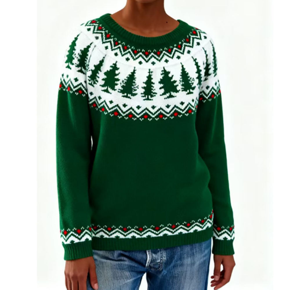 Green 1980s Ugly Christmas Sweaters Tree Fair Isle - Ciclove
