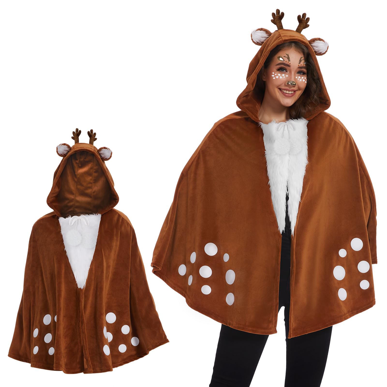 Brown Forest Deer 1940s Christmas Costumes Cape - Ciclove