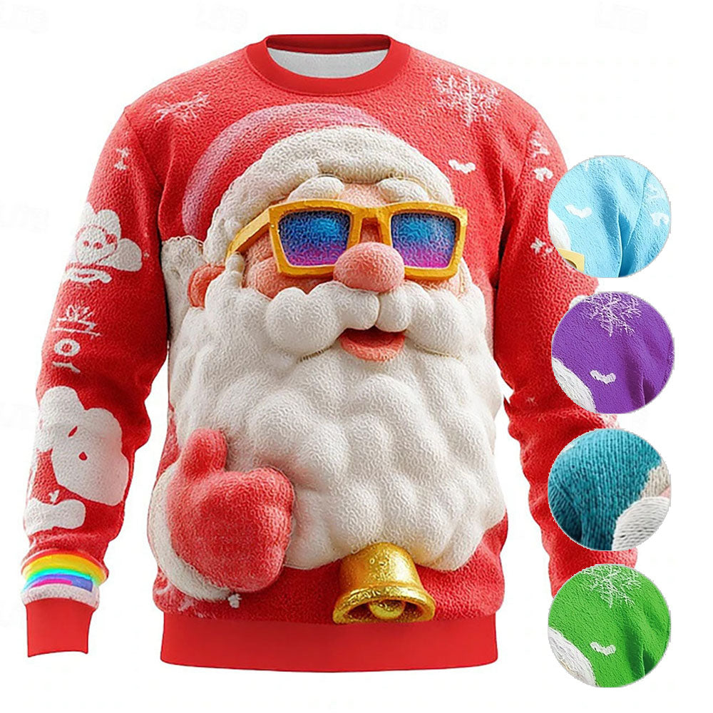 Christmas Men's Santa Claus Cool Party 3D Long Sleeve Sweatshirt - Ciclove