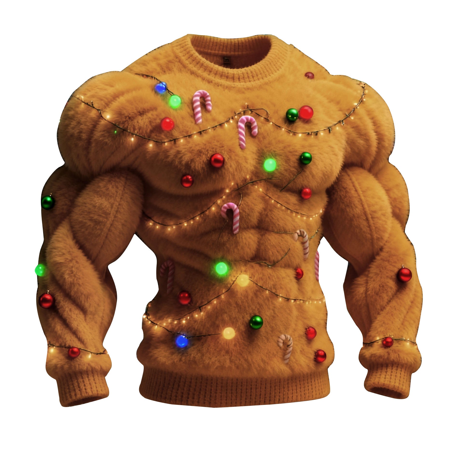 Christmas Decorative Lights Men's Simulated Muscle Lines Design 3D Digital Printing Sweatshirt - Ciclove