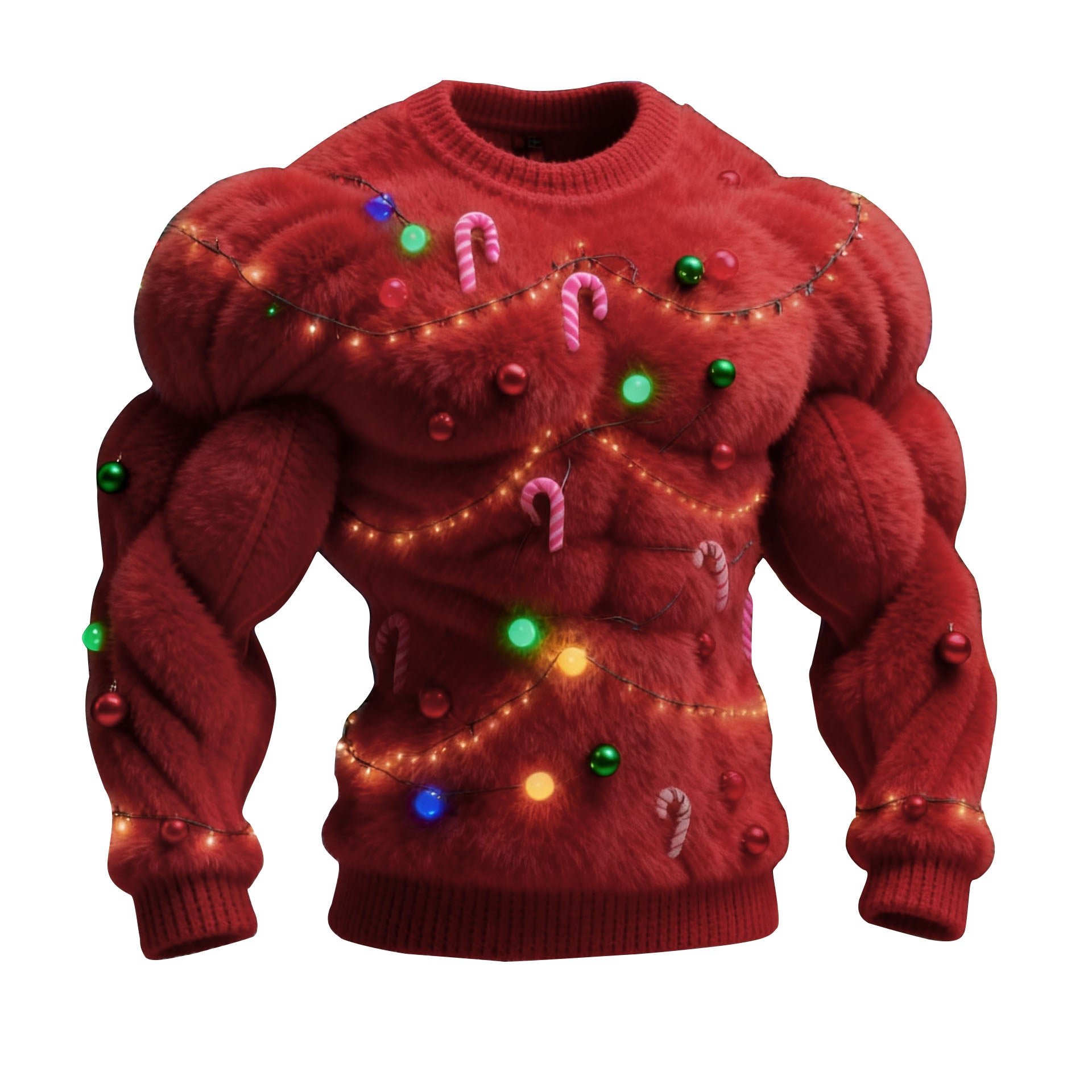 Christmas Decorative Lights Men's Simulated Muscle Lines Design 3D Digital Printing Sweatshirt - Ciclove