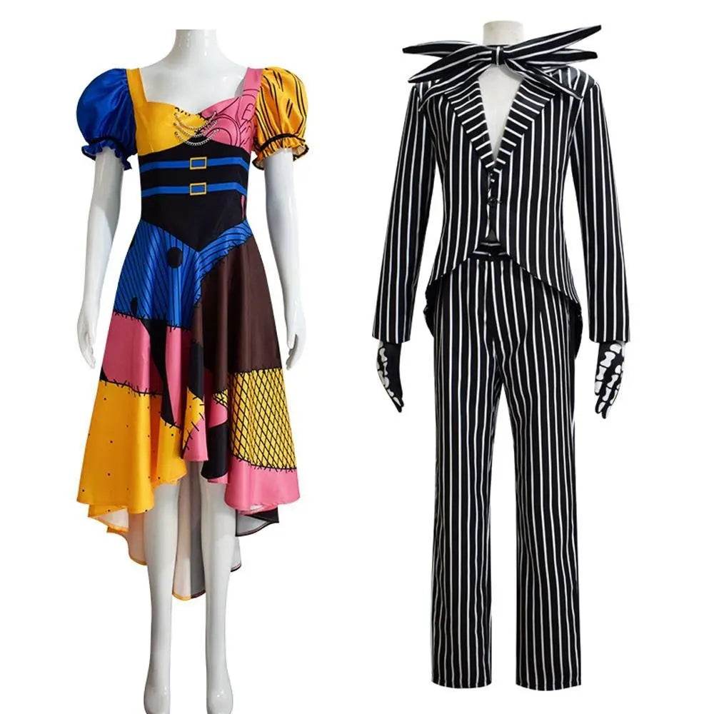 Adult kids Jack Skellington Sally Suit Costume The Nightmare Before Christmas for women men Boy Girl full Set - ciclove