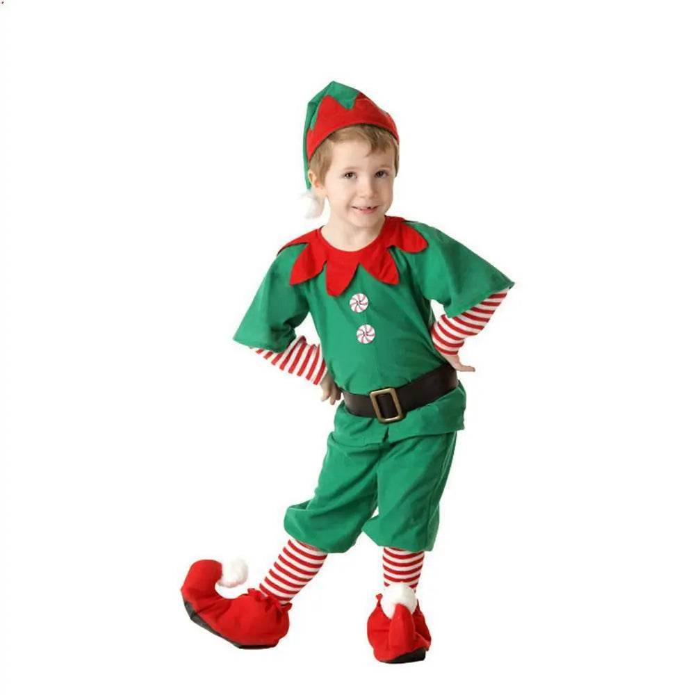 Family Matching Costume Christmas Suit Green Elf Santa Claus Outfits - ciclove