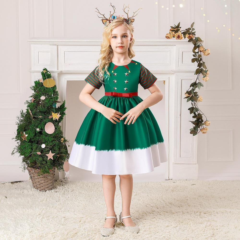 BuyChristmas Dresses for Girls Performance Costumes Snowman Santa Printed Skirts Now Cheaper With 3 - 5 Days Ship - PajamasBuy