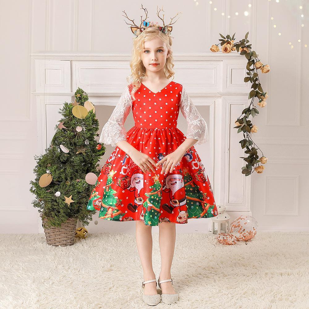 BuyChristmas Dresses for Girls Performance Costumes Snowman Santa Printed Skirts Now Cheaper With 3 - 5 Days Ship - PajamasBuy