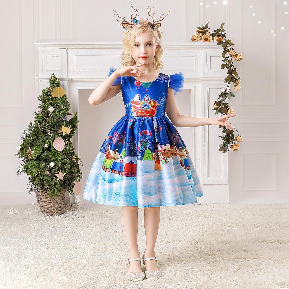 BuyChristmas Dresses for Girls Performance Costumes Snowman Santa Printed Skirts Now Cheaper With 3 - 5 Days Ship - PajamasBuy