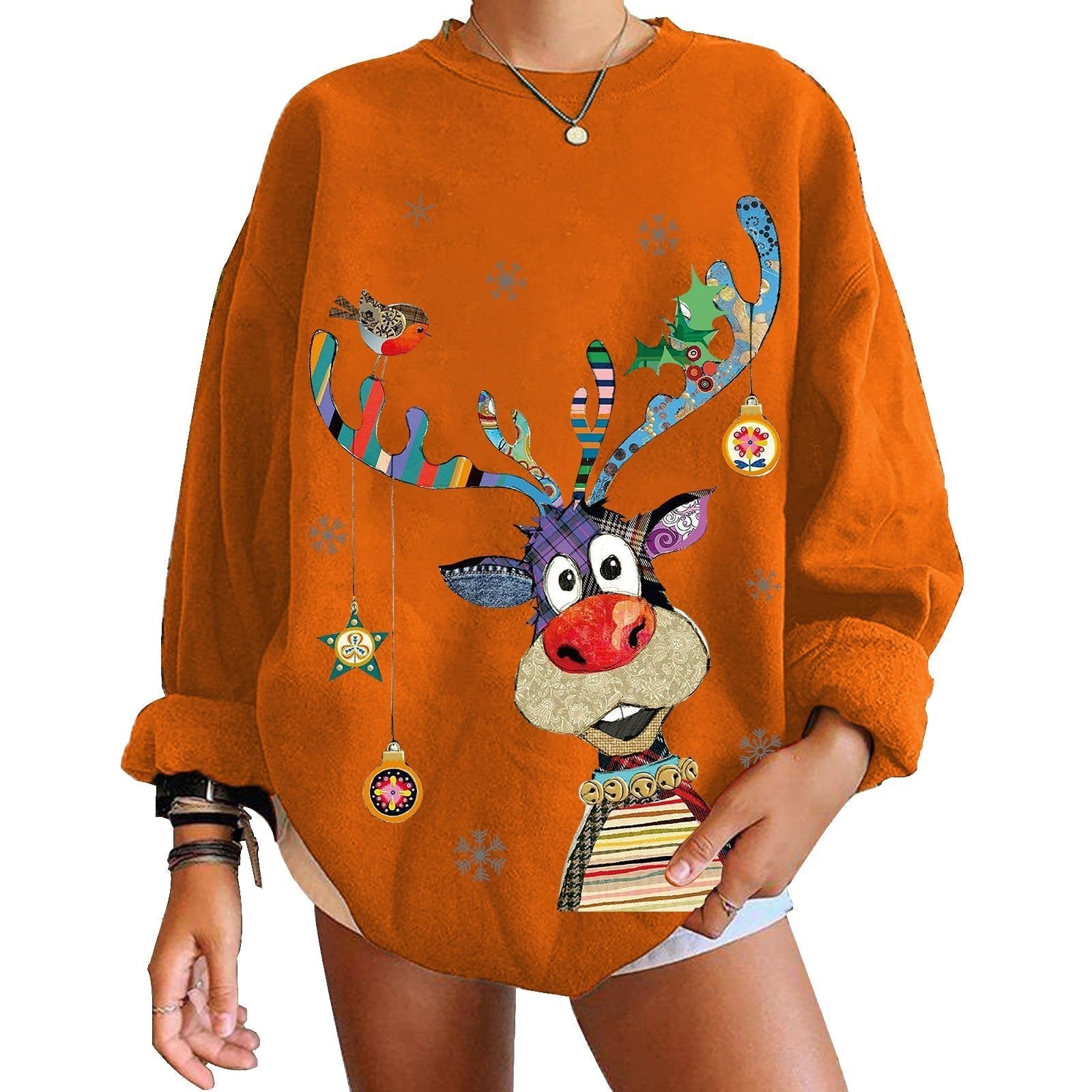 Women Ugly Christmas Sweaters Christmas Hoodie Deer Print Top