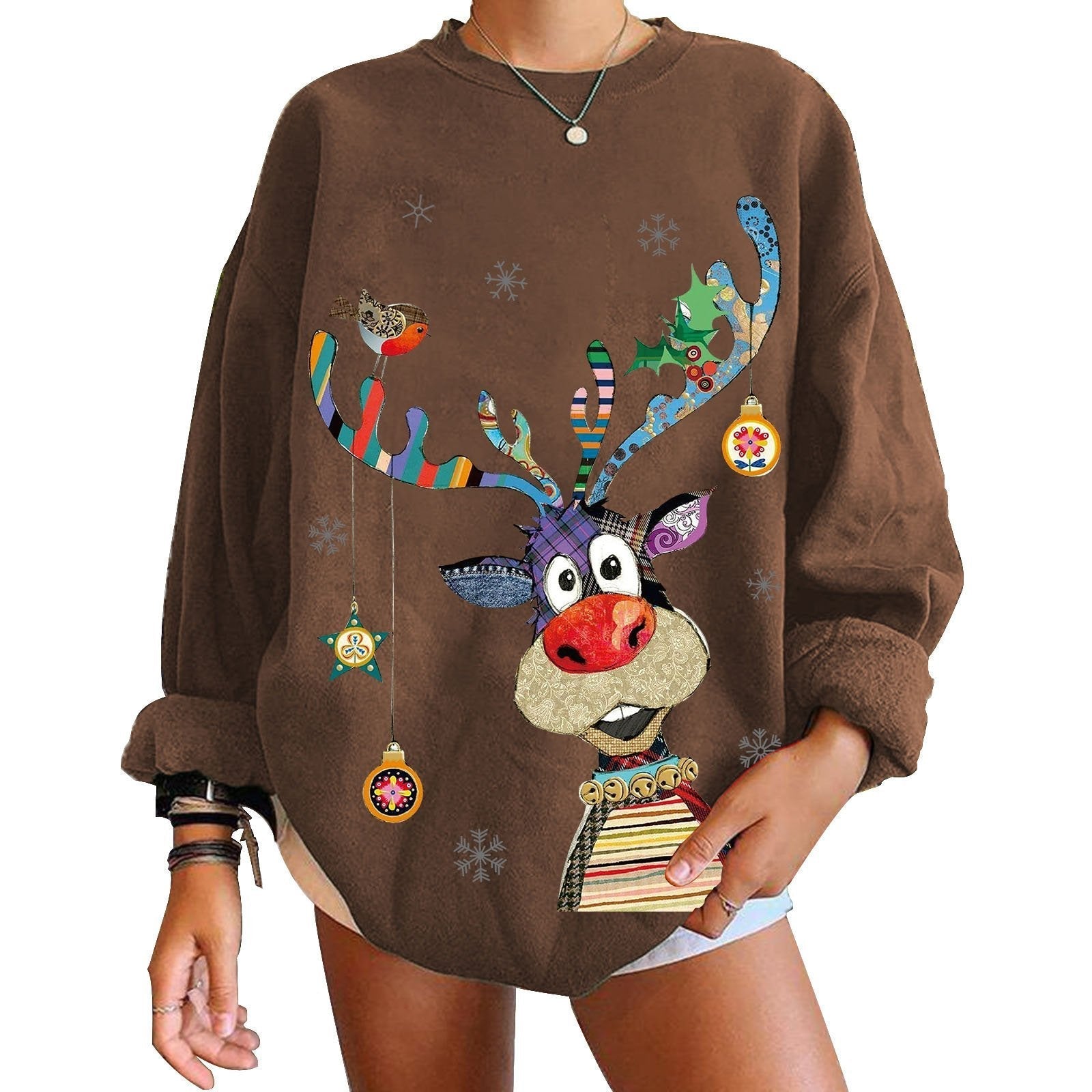 Women Ugly Christmas Sweaters Christmas Hoodie Deer Print Top