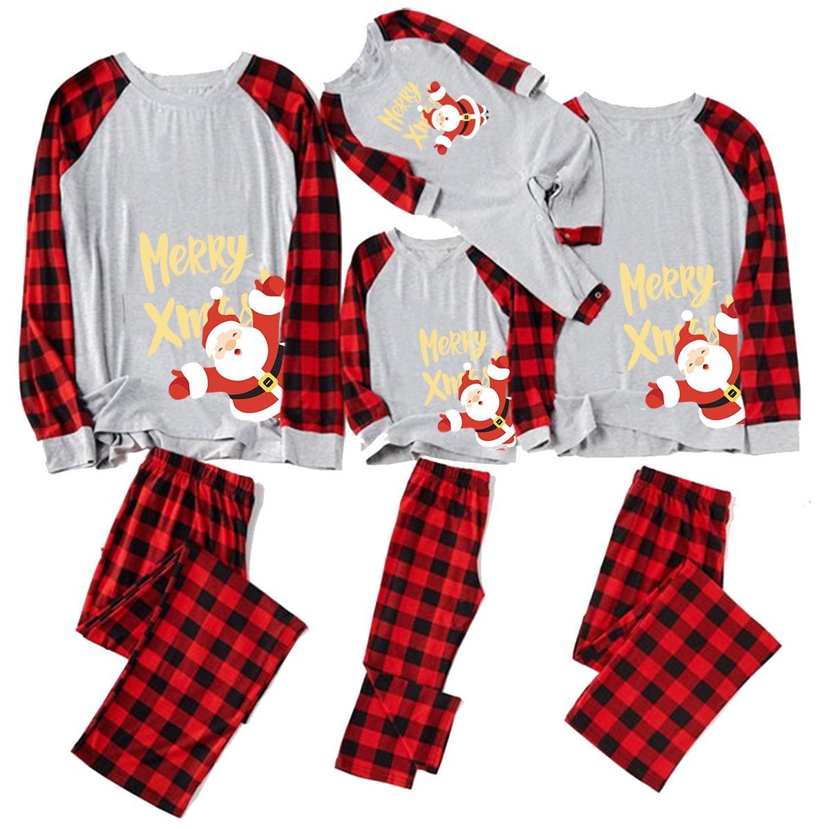 Christmas Family Matching Pajamas Printed Santa Claus Long Sleeve Sleepwear Set