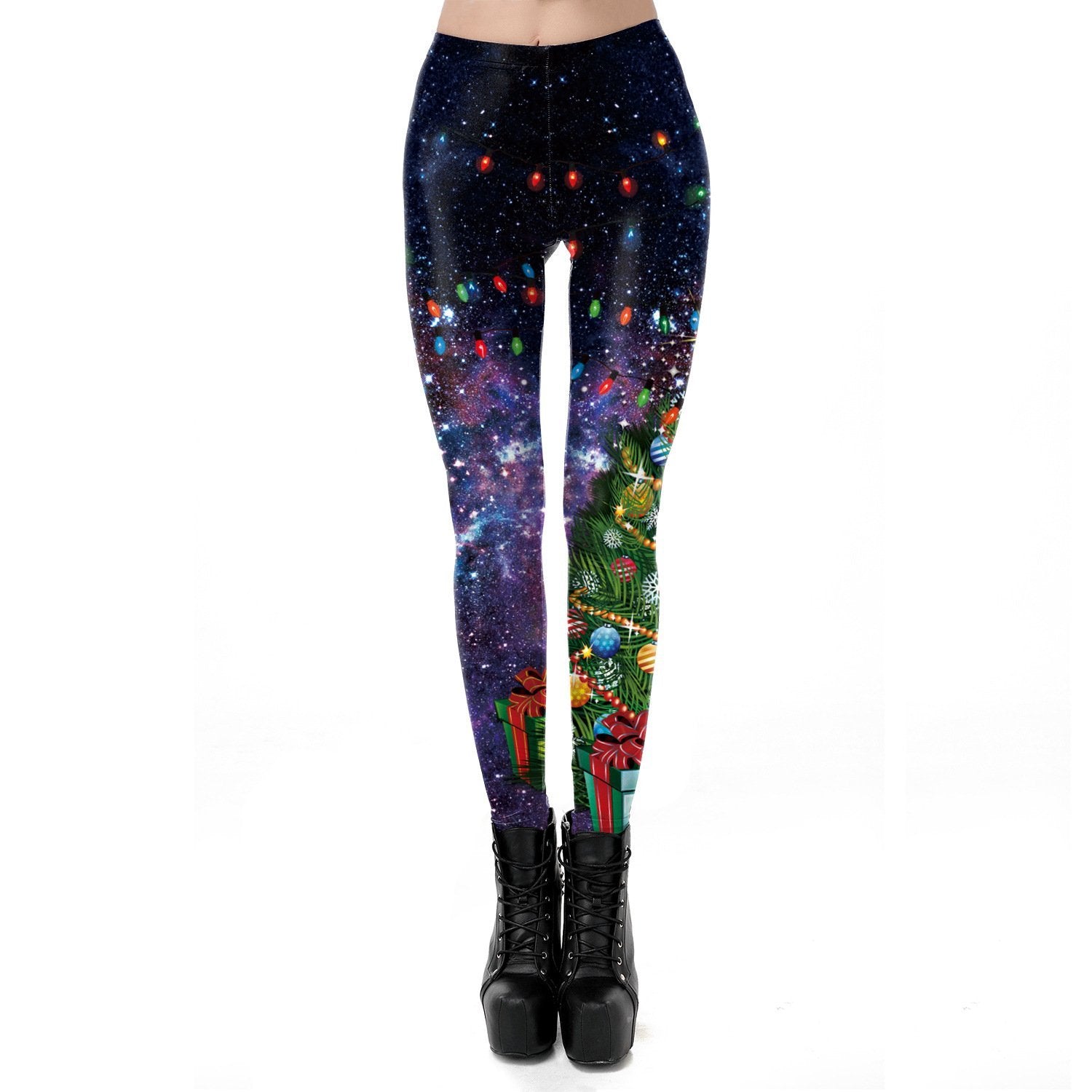 Christmas Women's Print Personalized Lace Stretch Leggings