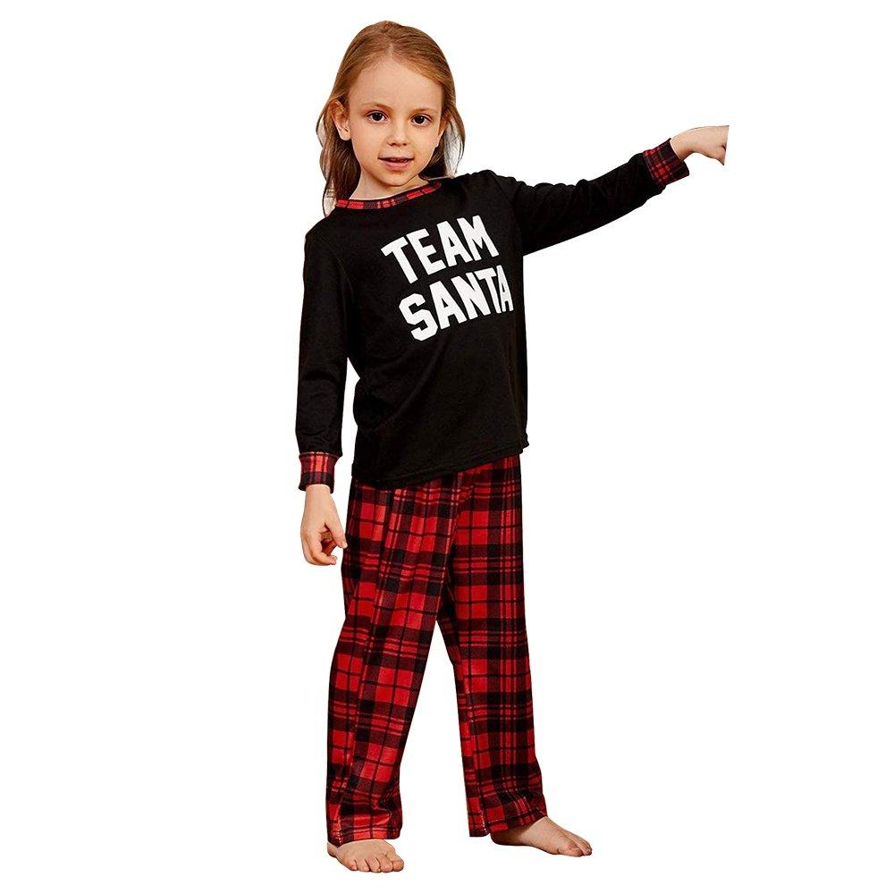 Christmas Family Matching Pajamas Suit Lattice Letter Printing Sleepwear