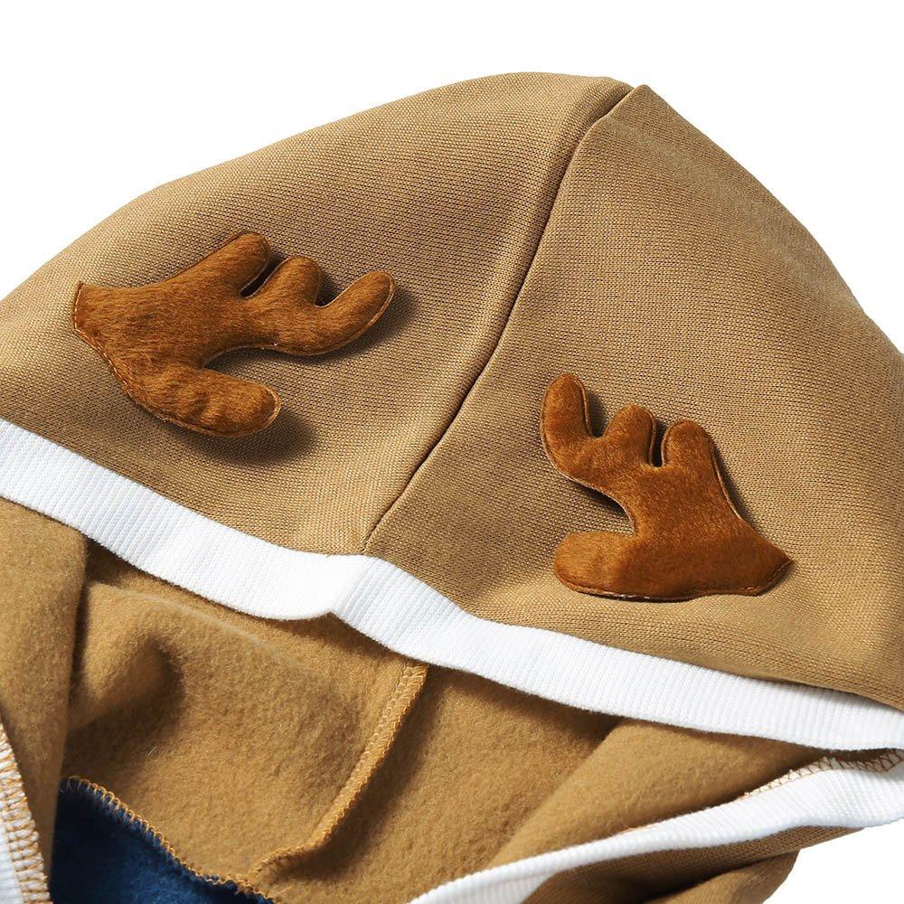 Christmas Costumes Antlers Print Hooded Color Block Top Men