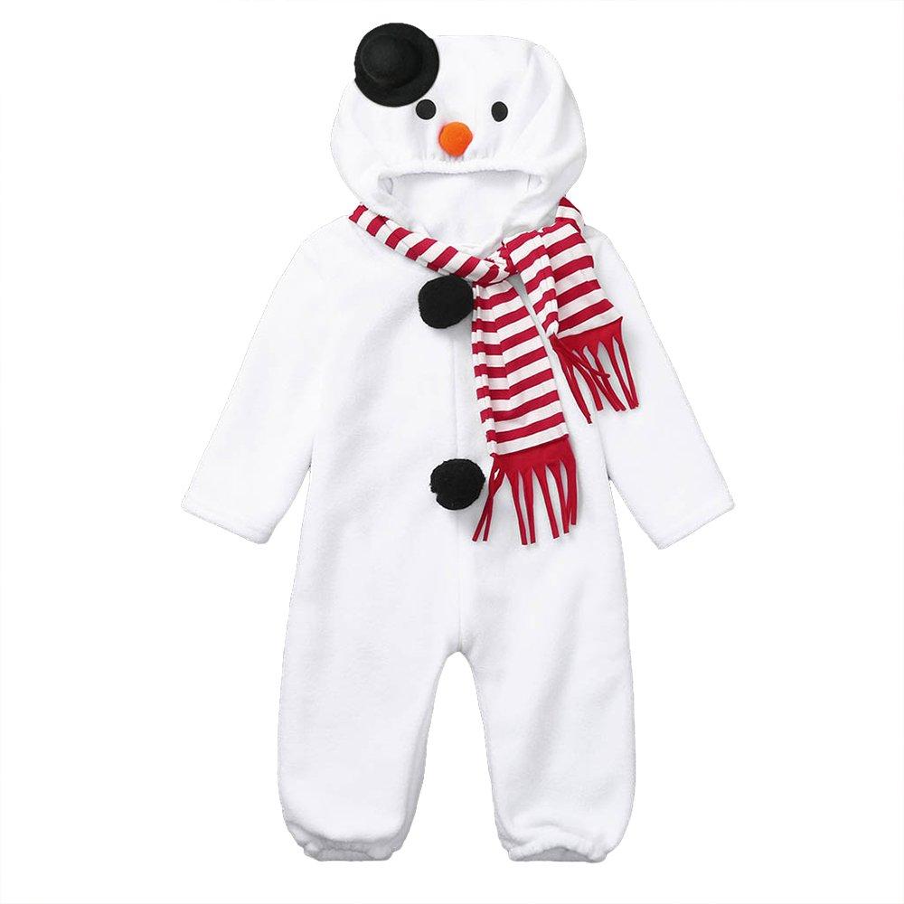 Christmas Children's  Snowman Hooded Jumpsuit + Scarf Set