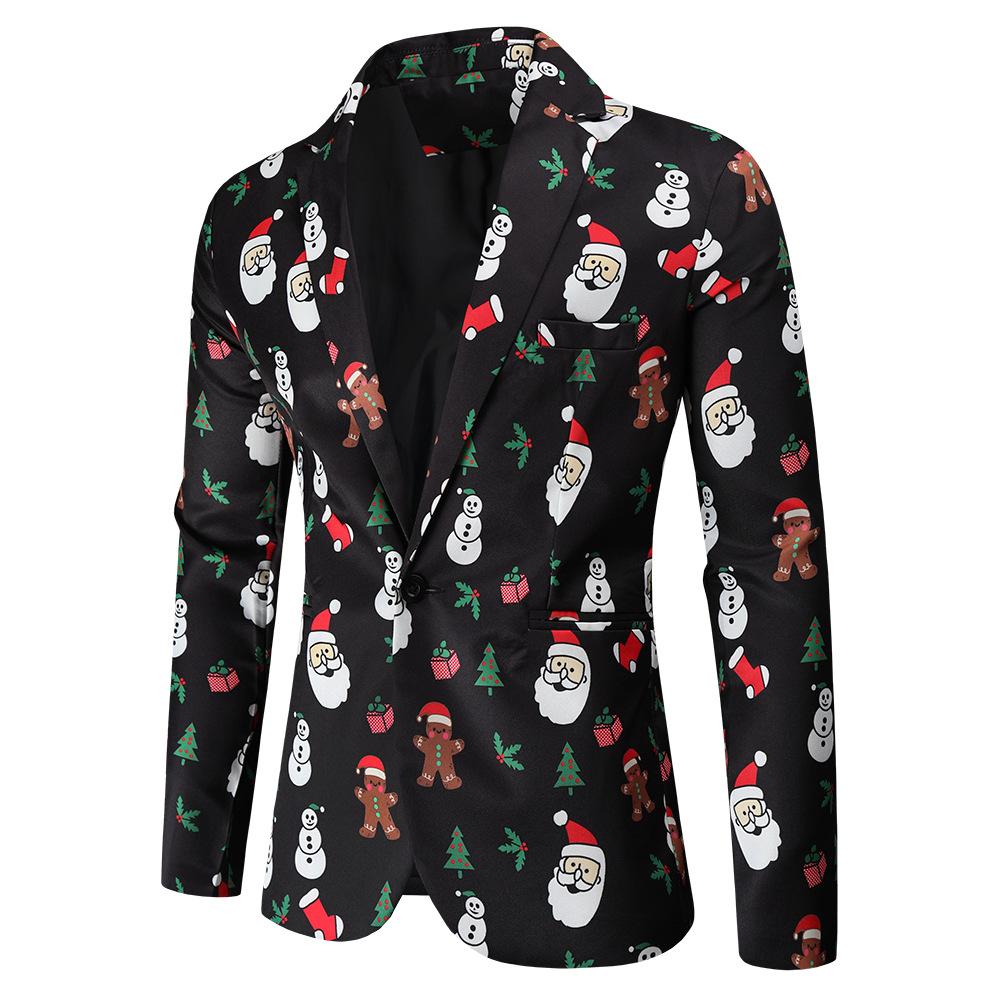 Christmas red men's Blazer suits Santa 3D print trousers with vest