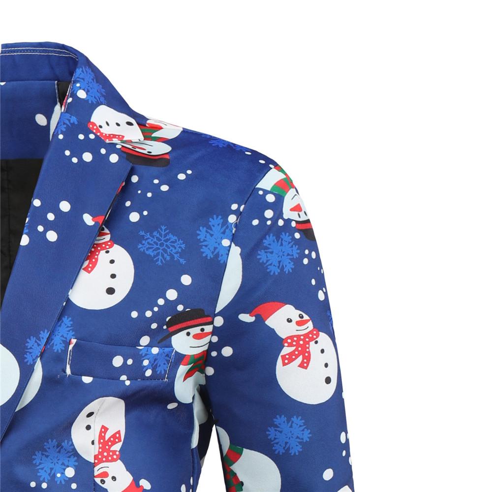 Christmas blue men's Blazer suits Santa 3D print trousers with vest