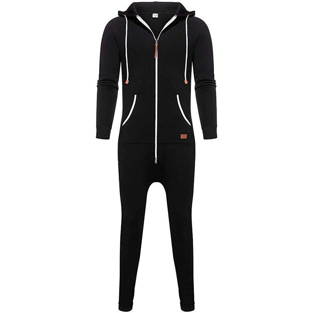 Mens Christmas Hooded Zip jumpsuits onesies One Piece Overalls Tracksuit with Pockets