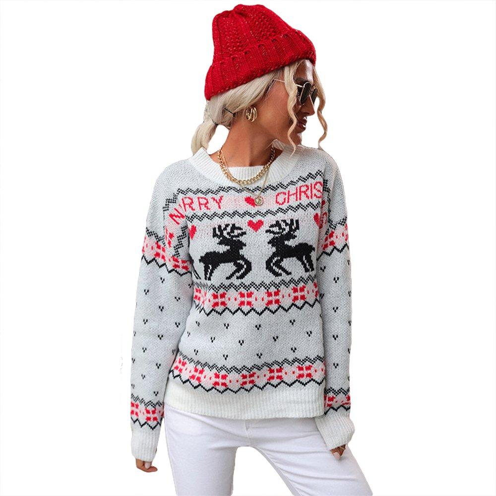 Women Ugly Christmas Sweaters Fawn Knitted Turtleneck Christmas Top