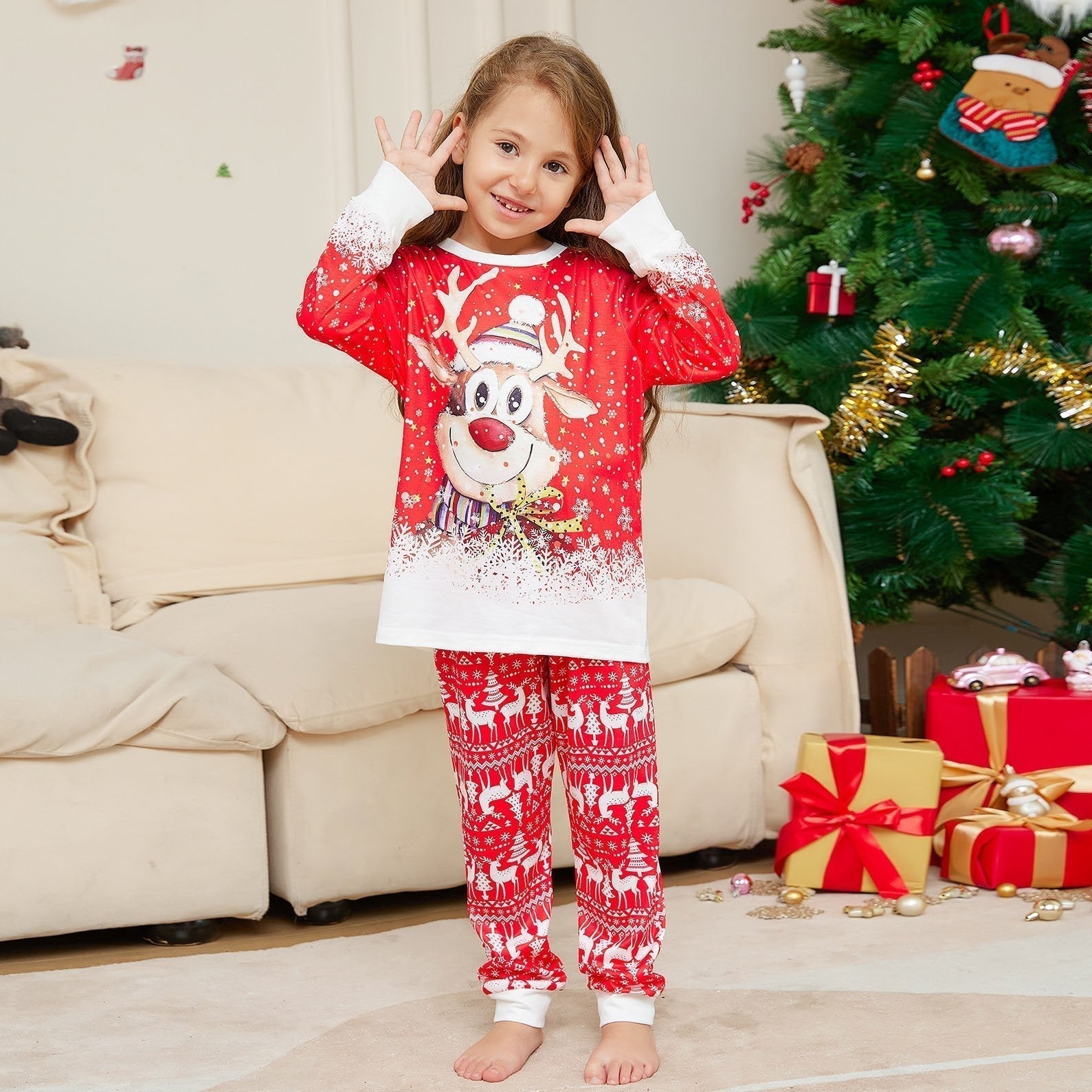 Christmas Reindeer Print Family Couples Matching Pajamas Party Sets - ciclove