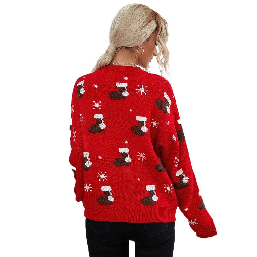 Christmas Women's Top Loose Knit Sweater for Outer Wear