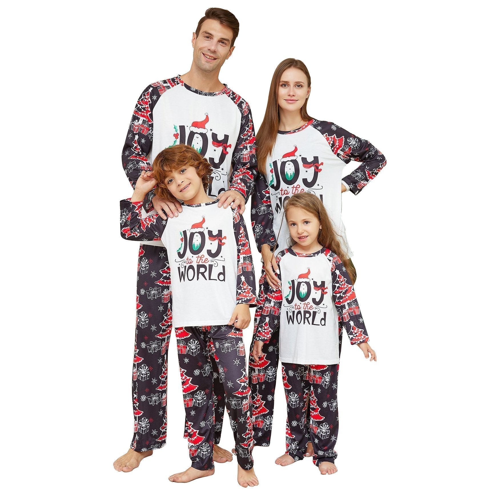 Cartoon Letters Christmas Tree Print Family Couples Matching Pajamas Party Sets - ciclove