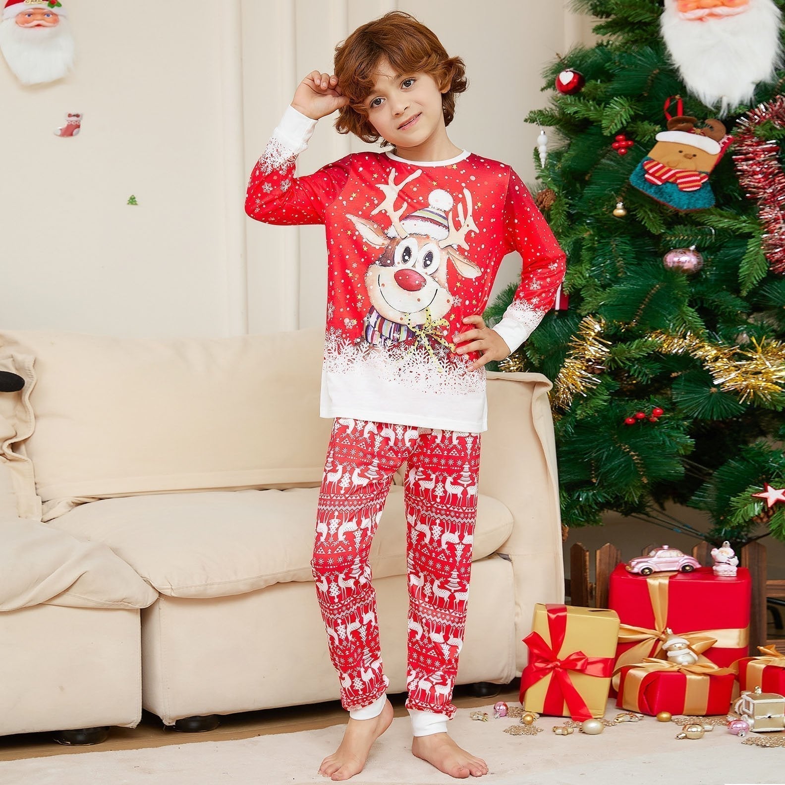 Christmas Reindeer Print Family Couples Matching Pajamas Party Sets - ciclove