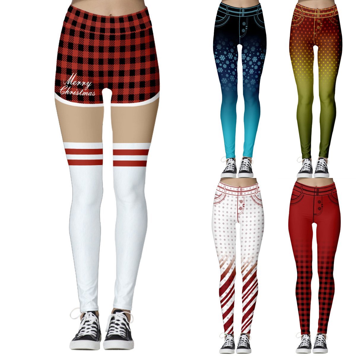 Christmas Pants Leggings Printed Cropped Pants Women