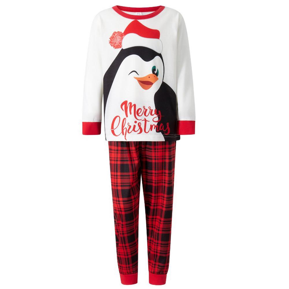 Penguin Print Plaid Christmas Family Couples Matching Pajamas Party Sets - ciclove