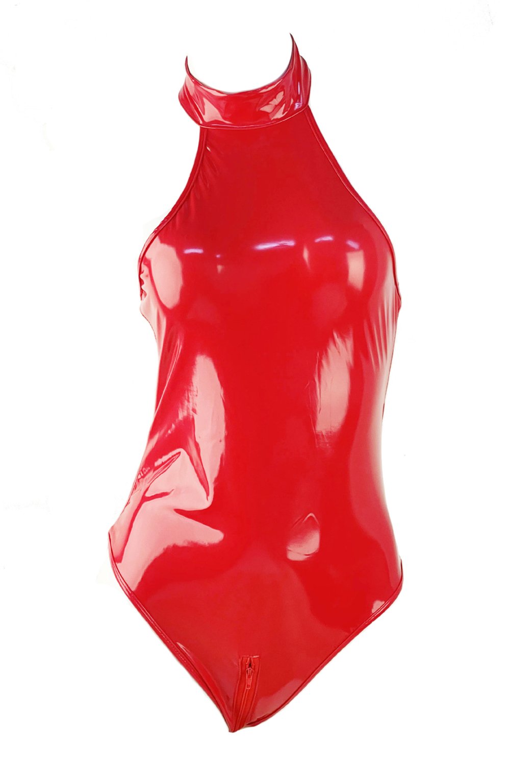 Sleeveless T-crotch Patent Leather Jumpsuit