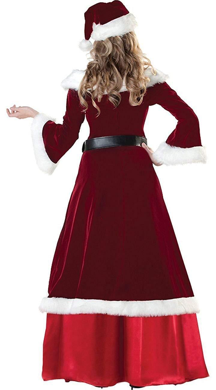 Men Women Luxurious Adult Velvet Christmas Santa Claus Costume Outfit