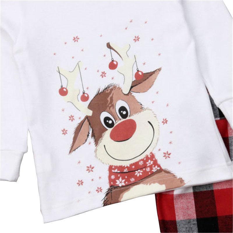 Family Matching Senta Elk Printed Long Sleeve Christmas Pajamas Set 2022
