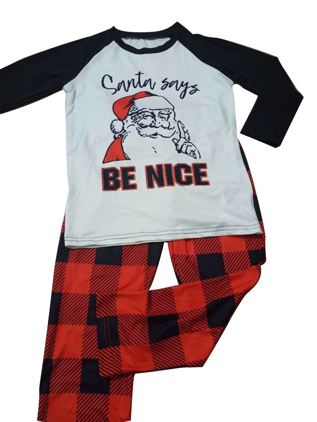 Christmas Pajamas Set Round Neck Long Sleeve Pullover Loose Plaid Trousers Pajamas Costume