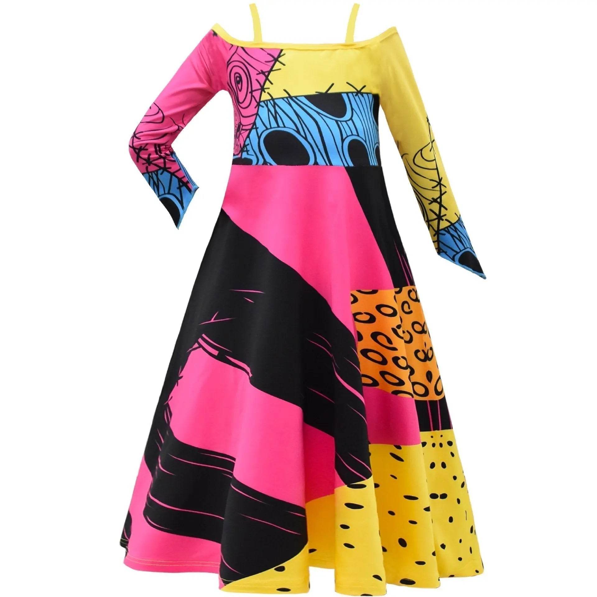 kids girl Sally Costume Party Dress The Nightmare Before Christmas Cosplay Halloween - ciclove