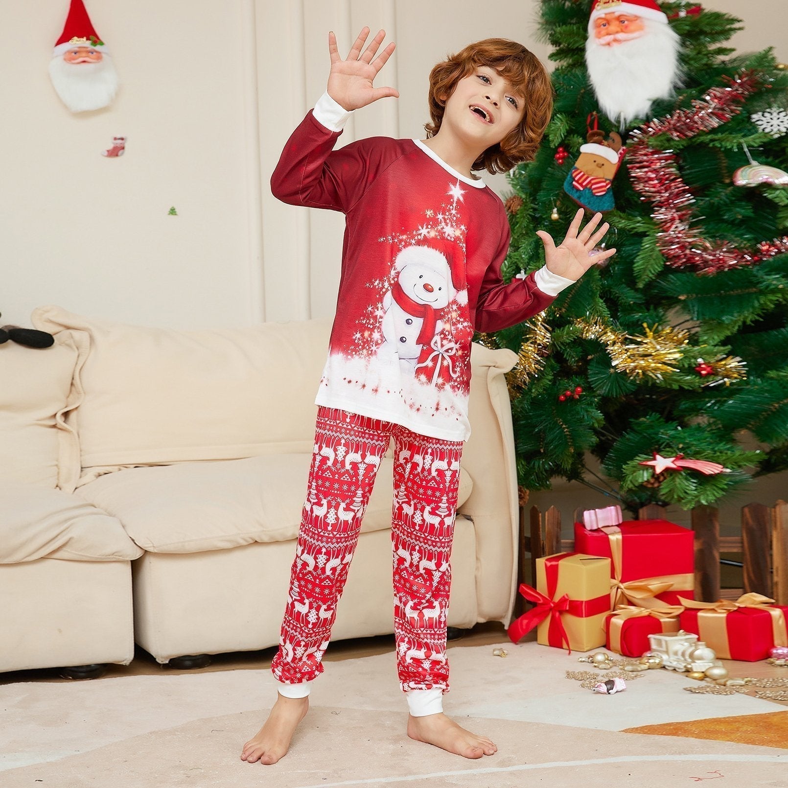 BuySnowman Scarf Print Christmas Family Couples Matching Pajamas Party Sets Now Cheaper With 3 - 5 Days Ship - PajamasBuy